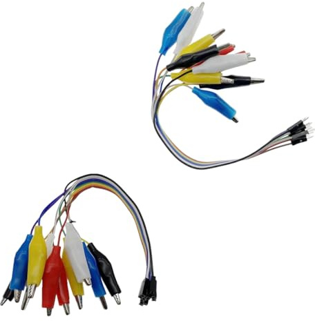 IHNIERAEM 20cm 10pin Double-end Alligator Clips Jump Wire Male Female Crocodile Clip Test Lead Jumper Wire Line Cable DIY Connection