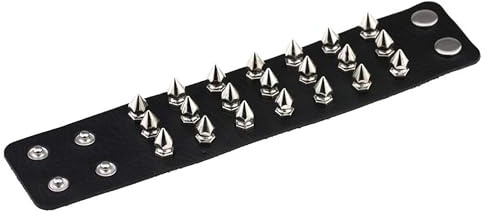 en Cuir Noir Gothique Bracelet Clouté Punk Rock Manchette avec Clous Réglable Femme Homme