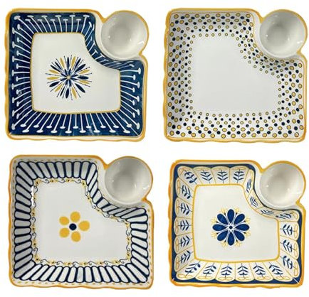 Set di 4 piatti da sushi giapponesi in ceramica con ciotole e piattini, piatto per gnocchi e piatti da insalata, piatti da portata divisi