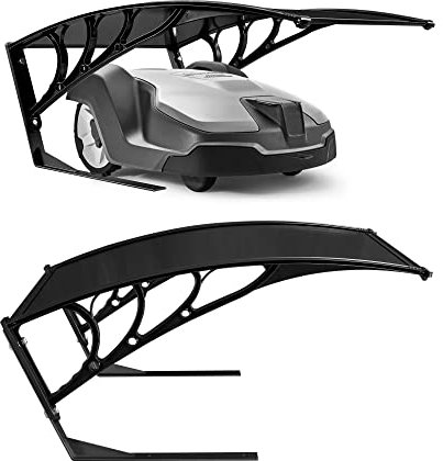 Arebos Robotic lawnmower garage | size 102 x 79 x 46 cm | weatherproof + UV protection | with metal feet | lawnmower canopy | incl. mounting hardware | black