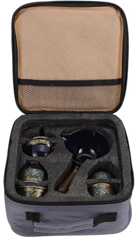 CIYODO Service à Thé Kung Fu et Filtration Automatique Théière en Céramique Bleu Portable Poignée Ergonomique Maison Voyages