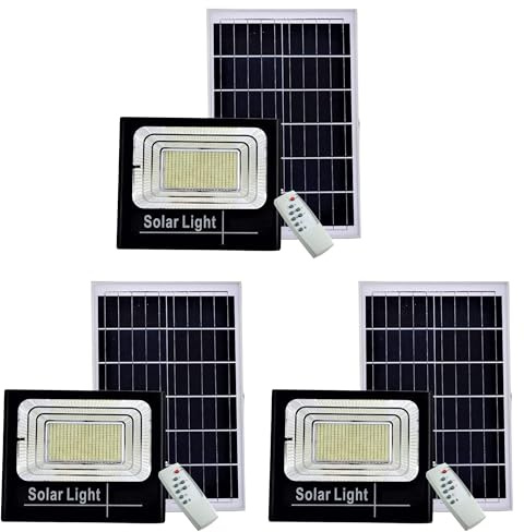 YASTA Faro LED 200W con Pannello Solare da Esterno, 3 Pezzi