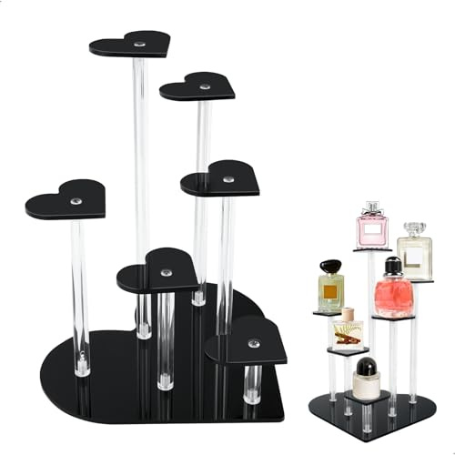 mimzemamz Porta Profumi,Espositore Profumi,Porta Menu Da Tavolo,Torte Display,Visualizzazione di Torte di Gioielli per Personaggi Cosmetici,Adatto per Soggiorno,Cucina e Camera da Letto,Nero