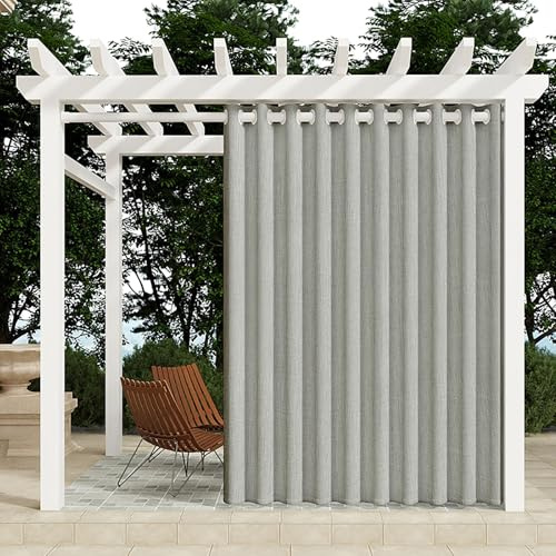 Tende impermeabili per esterni, oscuranti, termiche, con occhielli, per la privacy, per balcone, giardino, padiglione, facili da installare, disponibili in 2-5 m di larghezza (grigio chiaro)