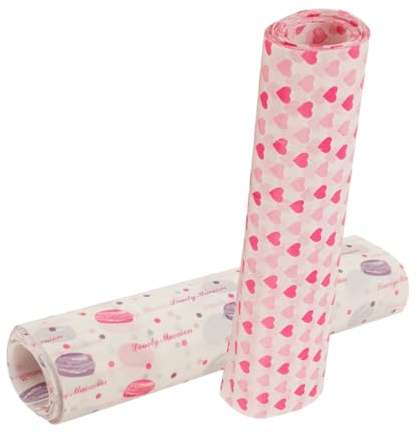 Hemobllo 200 pièces Papier Ciré Anti-graisse pour Pâtisserie Feuilles de Cuisson Résistantes à Huile avec Motifs Macarons et Cœurs Papier Alimentaire pour Sandwichs Gâteaux et de