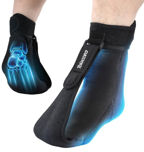 Tolaccea Tutore Notturno per Fascite Plantare con Calza a Impacco Freddo, Gel Rinfrescante Completo e Pacchetto di Gel Arco Rinfrescante, Allevia Piede Cadente e Dolore al Tallone (S/M)