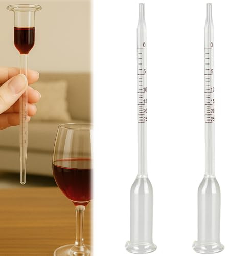Menibeuty 2 Stück Alkoholmeter, Hydrometer, Alkoholmessgerät für wein, Glas Vinometer 0 bis 25 Alkoholgehalt Alkoholprozent, Alkoholmessgerät zur präzisen, Ideal für Weinherstellung Starterset