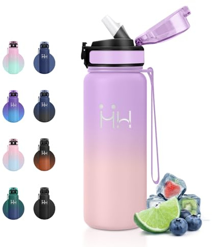 JAPORIA Borraccia Acciaio Inox 750ml, Borraccia Termica con Cannuccia, senza BPA, Bottiglia Acqua a Prova di Perdite, senza BPA, Borracce Termiche per Scuola, Gimnasio, Sport, Ciclismo