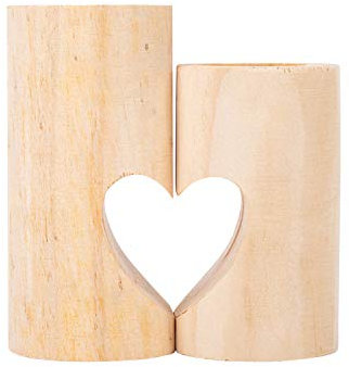 LAEMILIA Hölzerne Kerzenhalter Set, Teelicht Mittelstücke Haus Deko Holz Block Herz Form mit Weinachtlich Thema Muster Schneeflocke Form