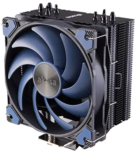 Akasa Alucia H4, CPU Kühler mit 120mm PWM Lüfter, 4 Kupfer Heatpipes Prozessorlüfter, 185W TDP, inkl. Wärmeleitpaste, für Intel LGA 2066, 2011, 1151, 1155, 1150, 1200, AMD AM4 AM5 Ryzen, AK-CC4017EP01
