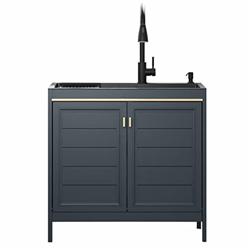 Spülschrank Küchenspüle Unterschrank Edelstahl Waschbecken Set Spüle Freistehende Spültisch Gastro 1 Becken Spültisch Gewerbliche Spülbecken Wirtschaftliche Senke mit Schrank für Außen Innen Küche ( C