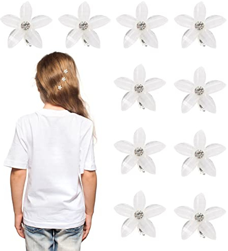 FRCOLOR Strass Clip Strass Haarspange Spangen Für Perle Haarspangen 20 Stücke Kleine Haarklammern Blumenblatt Haarspange Kleine Krallenklammern Weiß Mini