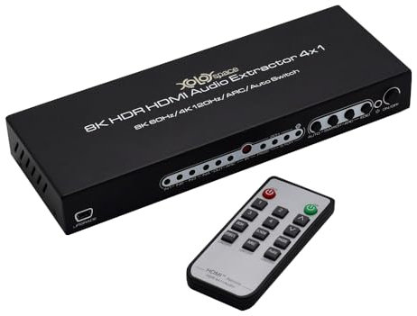 XOLORspace 4X2 HDMI Matrix switcher Select Any one of Four HDR HDMI Input to one HDR HDMI Output and one HDMI Output for Audio only w/ARC SPDIF (8K 4X1 W/one more HDMI audio output)