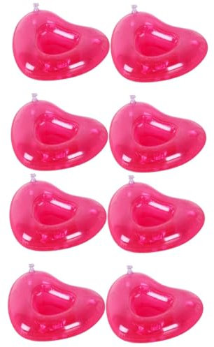 ifundom 8piezas Soportes Inflables para Bebidas Forma De Corazón Rosa Porta Vasos De PVC para Fiesta La Piscina y Playa Flotadores para Agua