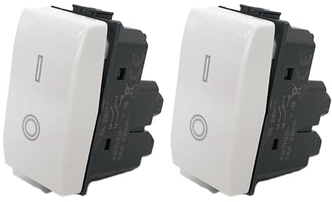 Voltix Set di 2 Prese Interruttori 16A Compatibili con Bticino Matix Interruttore Bipolare Compatibili con Bticino Placche Matix (2 Interruttori Bipolari)