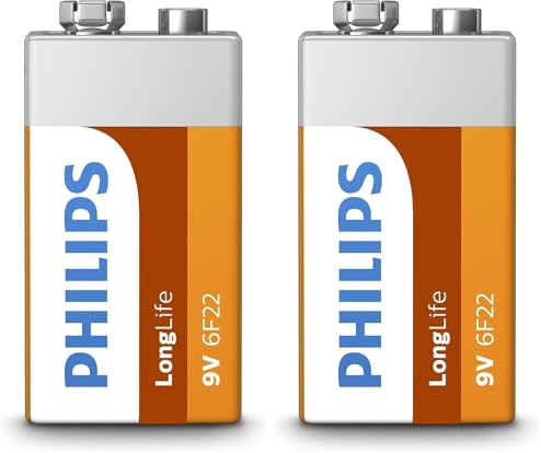 PHILIPS 6F22L1B/10 - Piles Longue Durée - 1 pièce 6F22-9V (Lot de 2)
