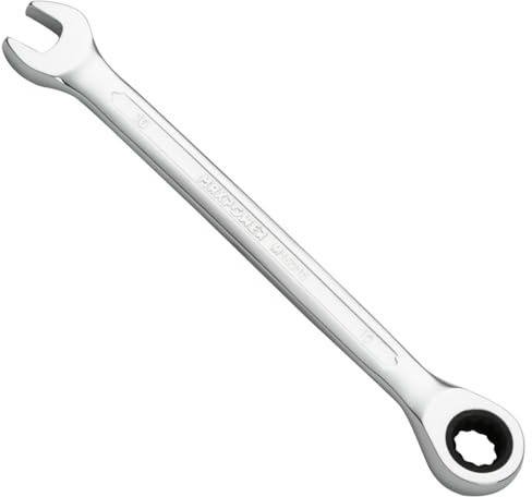 MaxPower Llave Combinada de Carraca de, llave de Engranaje Industrial con Carraca de 72 Dientes y Diseño de 12 Puntas, Fabricada con Acero al Cromo Vanadio Forjado y Tratado Térmicamente (10mm)
