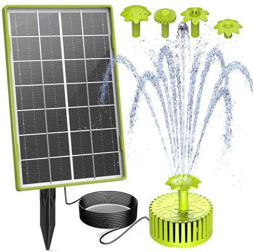 AISITIN 3.5W Pump, Solar Water Fountain Outdoor with Upgraded Glass Solar Panel and 4 Nozzles, Solar Powered Fountain for Bird Bath, Ponds, Garden, Fish Tank and Swimming (Light Green)