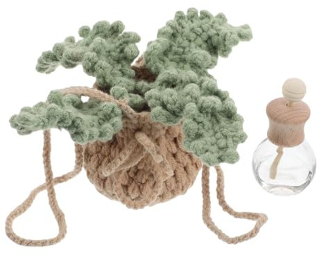 Zerodeko 2pcs Crochet Hanging Plant Car Mirror Pendant Cute Fake Flower Decoration Knit Rearview Interior Ornament
