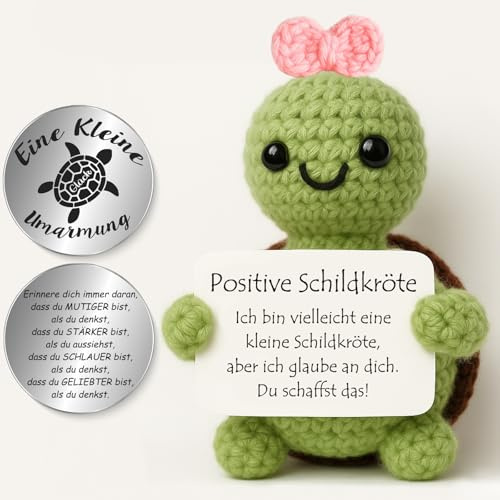 Tixlux Pocket Hug Positive Schildkröte, Kreative Strickwolle Schildkröte Figur und Kleine Umarmung Glücksbringer, Geschenke zur Einschulung, MutmacherGeschenk, Gute Besserung, Einschulung (Rosa)