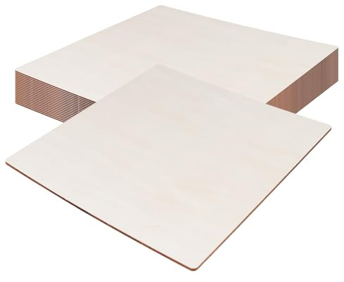 SOUJAP 20 hojas de madera contrachapada de 300 x 300 x 3 mm, finas hojas cuadradas en blanco, tableros de madera sin terminar para modelo de manualidades, grabado, pintura