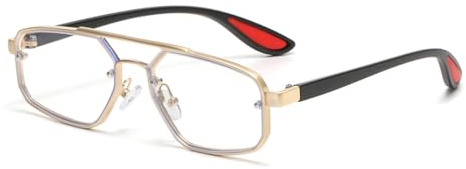 Long Keeper Fashion Small Pilot glasses Mens Womens Gold Metal Blue Light Blocking Glasses Retro Avaiton Eyeglasses Computer Gaming Glasses(Gold Clear)