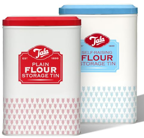 Besto Flour Storage Containers | Self Raising Flour Tin with Lid | 18.5 X 9.2 X 12 Cm Storage Tins to Keep Flour Fresh & Clean (Self Raising & Plain)