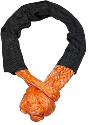 Corde À Manille Souple Synthétique 17 Tonnes Max Break Manilles De Remorquage Haute Performance avec Manchon De Protection for Remorquage Tout-Terrain UTV ATV(Orange Color)