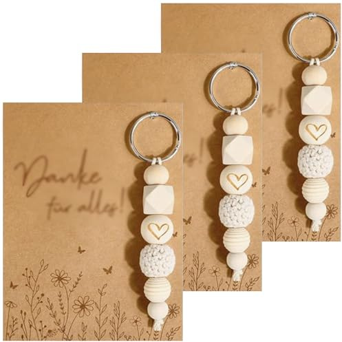 Lot de 3 porte-clés de remerciement avec carte, Cadeaux Merci,Set Cadeau Merci avec Carte pour Femmes,Meilleure Amie,Personne Préférée,Fait Mai