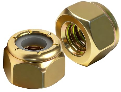 Mywish 25 Pcs 5/16-18 Lock Nuts, Nylon Insert Locknuts, Coarse Thread Hex Nuts, Yellow Zinc Steel 5/16 Nut