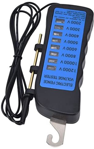 Ejoyous Testeur de Clôture électrique 12KV, Testeur de Tension de Clôture étanche, 2000 à 12000V 8 Voyants Néon ABS Cuivre pour Fermes, Jardins, Maisons, Enclos à Bétail