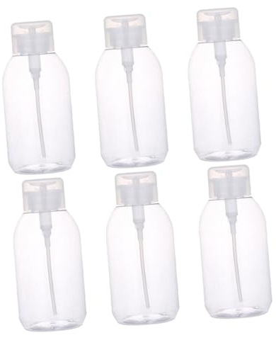 Cabilock Lot de 6 Flacons-Poussoirs Presse Vide 500 ML en Plastique Transparent pour Démaquillant, Distributeur de Dissolvant Ongles, Accessoire Maquillage Pratique pour Salle de Bain et