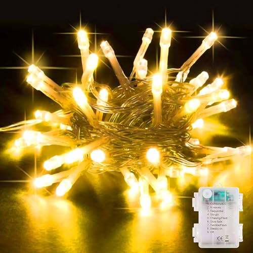 SENTAIMAO Fairy Lights,5M/50 LED Battery Operated String Lights for Indoor Outdoor Bedroom Lighting, Wedding Decor, Party, Garden, Christmas, Tree Decoration (Warm White, 4-Pack)