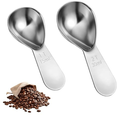 2pcs Coffee Scoop for Ground Coffee 2 Tablespoon Scoop 30ml Stainless Steel Coffees Scoops Measuring Spoon, Dishwasher Safe Short Handle Scooper for Canisters Coffees Tea, Sugar, Flour