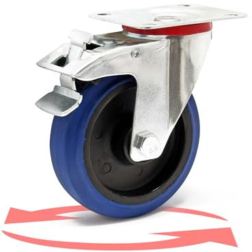 Rueda giratoria de transporte 125mm Plástico Freno 200kg Marcha suave Rueda muebles Carga pesada