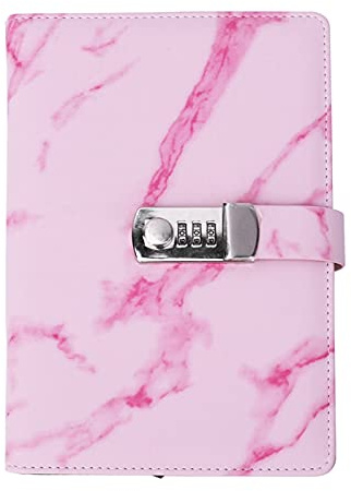 A5 Cahiers avec Mot de Passe, Journal Intime Carnet de Notes avec Serrure à Combinaison et couverture en cuir PU, 100 feuilles(Rose)