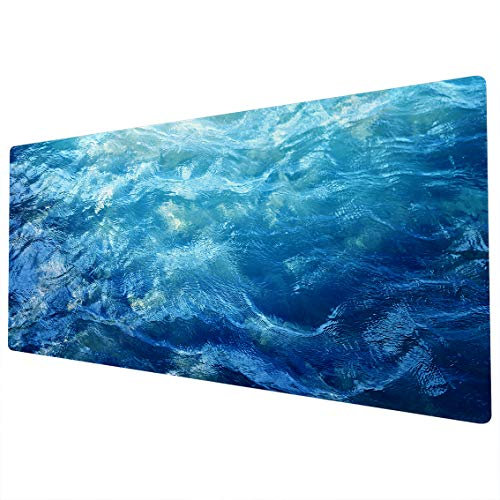 Large Mouse Mat | XXL Mouse Pad | Extended Mouse Pad | Desk Mat Large | Large Mouse Mat Gaming | Full Desk Mouse Mat | Gaming Mouse Pad Large | 900 x 400 Mouse Mat | Blue Teal Ocean Waves Nature