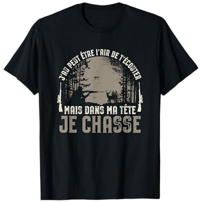 T-Shirt Chasse pour Homme Cerf élaphe Cadeau Chasse Hommes T-Shirt