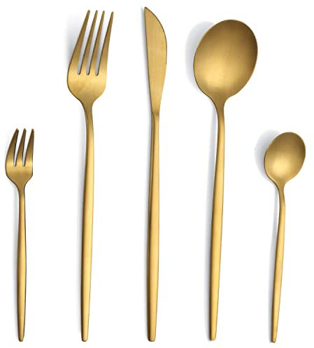 Posate, Pleafind set posate 30 pezzi, posate acciaio inox 6 persone, posate moderne, posate nere con coltello, forchetta, cucchiaio, lavabili in lavastoviglie