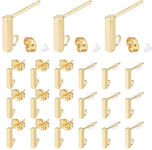 PandaHall 50 Stück Ohrstecker Mit Schleife 304 Edelstahl-Ohrringstift Mit Goldenen Schmetterlings-Ohrmuttern Transparente Ohrring-Verschlüsse Für DIY-Frauen Die Ohrring-Entdeckungen Herstellen