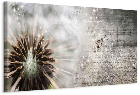 artgeist Acoustic Canvas Wall Art Print Dandelion 47x16 in - 1pcs Picture with Acoustic Foam Sound Print Artwork Room Acoustics Soundproofing Flowers Nature Vintage b-C-10111-b-a