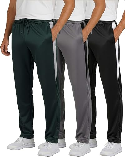 Real Essentials 3 Pack: Men’s Sweatpants – Athletic Track Pants with Pockets | Workout, Running & Lounge Pants for Men-Set 1,M
