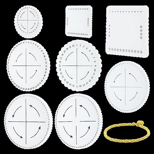PH PandaHall 8 Style Kumihimo Flechtbrett Schaumstoff Armband Geflochtene Perlenschnur Rund Quadratisch Webstuhl Scheibe Für DIY Armband Schmuckherstellung Faden Draht Bastelprojekte