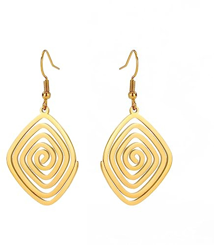 Dreamtimes Geometrische Spirale Ohrringe Geflochtene Wickel Stil Damen Edelstahl Übertriebene Ohrringe Mode Schmuck Geschenk für Frau Freundin Weihnachten