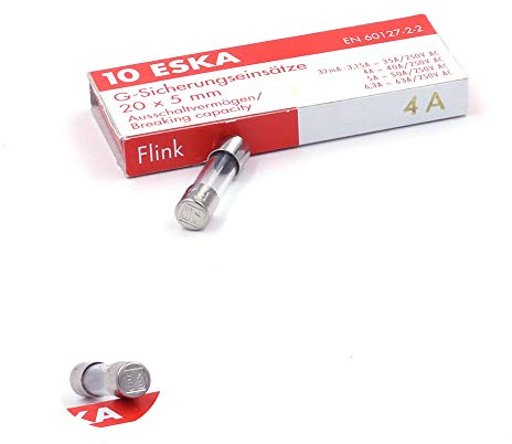 Fusible rapide (F) en verre 4A/250VAC 5x20mm (Boite de 10 Fusibles)