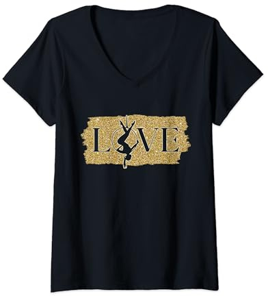 Love Aerial Hoop, Aerial Yoga als Geschenk, cooles Funkenpinsel-Design T-Shirt mit V-Ausschnitt
