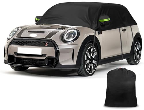 Half Car Cover Replace for Mini Cooper 3 Door 2000-2024, Custom-Fit Soft Top Roof Protector Car Cover, Half Garage with Straps UV Resistant Half Cover All Weather Outdoor Indoor