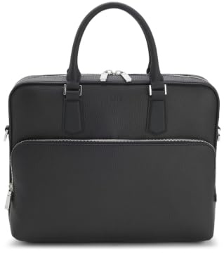 BOSS Herren New Crosstown S. Doc Aktentasche aus genarbtem Leder mit Logo-Prägung