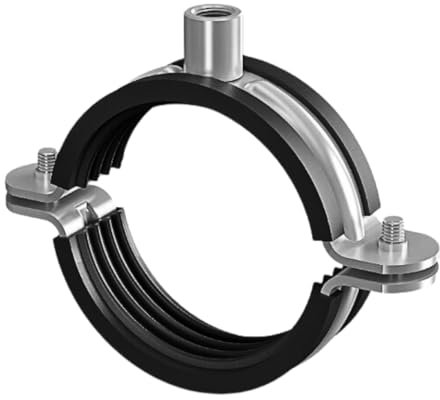Schraubrohrschellen Rohrschelle Stahl verzinkt Verschiedene Größen (Zweiteilige Rohrschelle mit Gummibelag, 59-64mm/1 Stück)