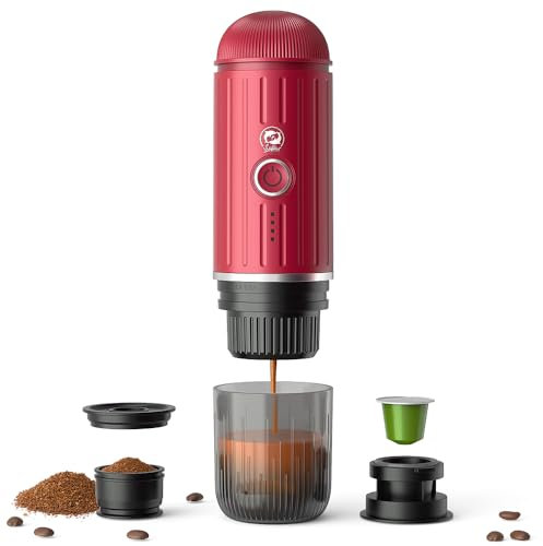 BENFUCHEN Portable Espresso Machine For Travel, USB-C Charging, Self-Heating Electric Espresso Maker, 19 Bar Mini Coffee Maker On the Go For Camping & Hiking For Ground Coffee & NESPRESSOpods (Red)